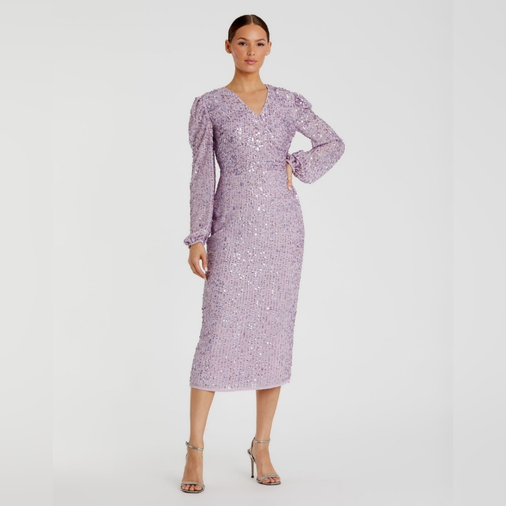 Mac Duggal Elegant Lavender Sequin Dress